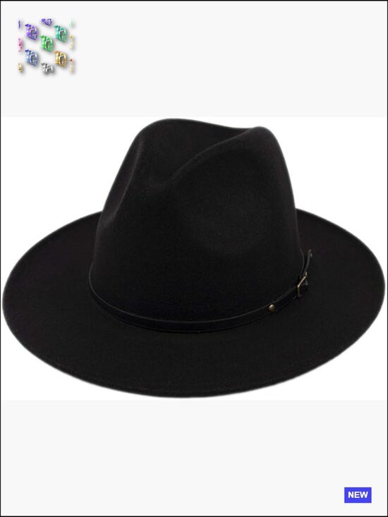 Wide Brim Floppy Wool Fedora Hat with Buckle Belt Adjustable Outdoor Chic main image 3